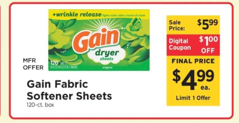 Gain Fabric Softener Sheets