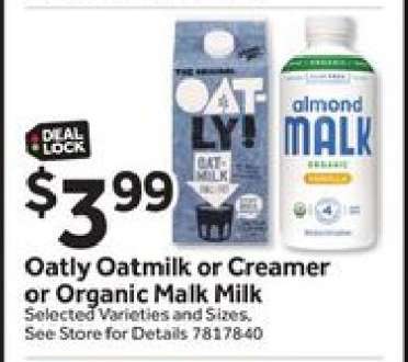 Oatly Oatmilk or Creamer or Organic Malk Milk