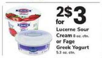 Lucerne Sour Cream or Fage Greek Yogurt