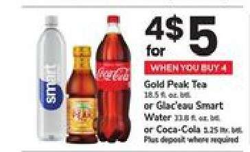 Gold Peak Tea or Glaceau Smart Water or Coca-Cola