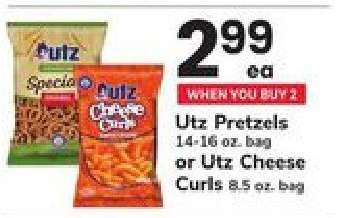 Utz Pretzels or Utz Cheese Curls