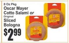 Oscar Mayer Cotto Salami or Original Sliced Bologna
