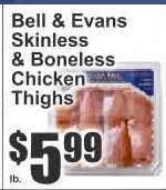 Bell & Evans Skinless & Boneless Chicken Thighs
