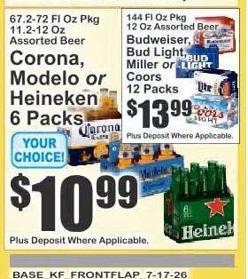 Corona, Modelo or Heineken 6 Packs