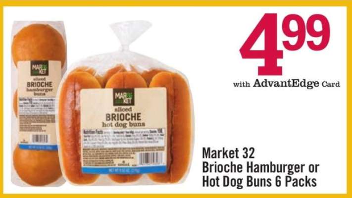 Market 32 Brioche Hamburger or Hot Dog Buns 6 Packs