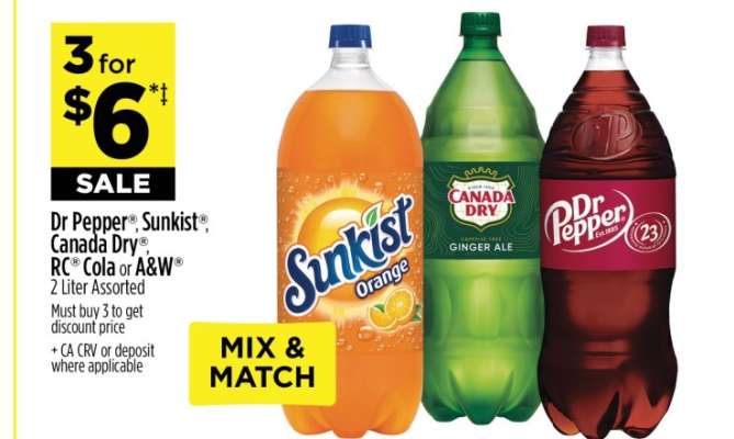 Dr Pepper, Sunkist, Canada Dry, RC Cola or A&W