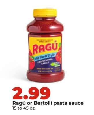 Ragú or Bertolli pasta sauce