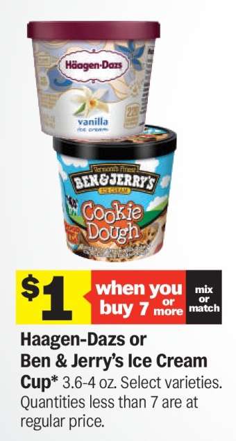 Haagen-Dazs or Ben & Jerry's Ice Cream Cup