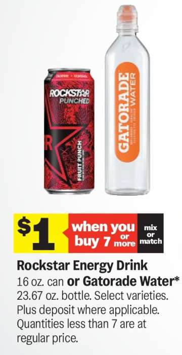 Rockstar Energy Drink or Gatorade Water