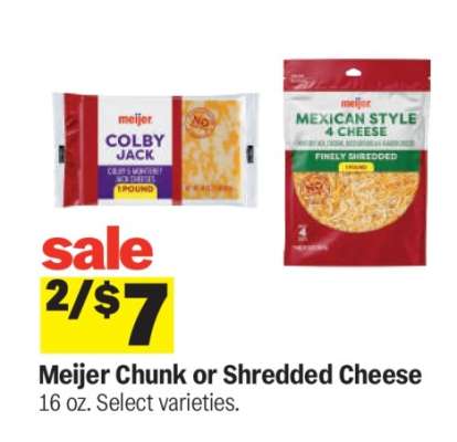 Meijer Chunk or Shredded Cheese
