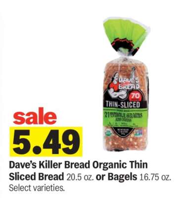 Dave's Killer Bread Organic Thin Sliced Bread or Bagels