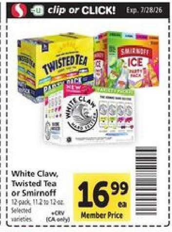 White Claw, Twisted Tea or Smirnoff
