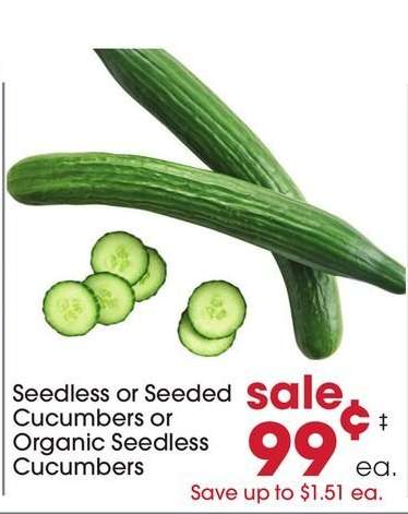 Seedless or Seeded Cucumbers or Organic Seedless Cucumbers