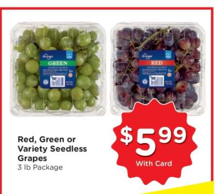 Red, Green or Variety Seedless Grapes