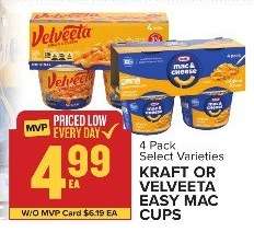 Kraft or Velveeta Easy Mac Cups