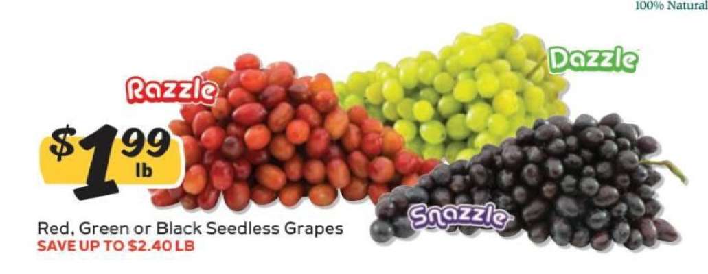 Red, Green or Black Seedless Grapes