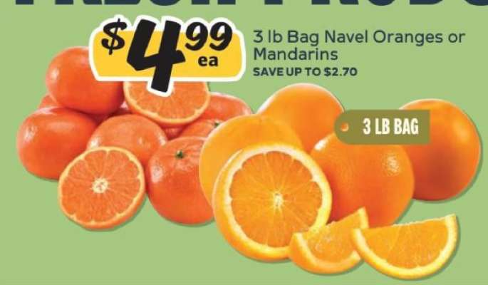 3 lb Bag Navel Oranges or Mandarins