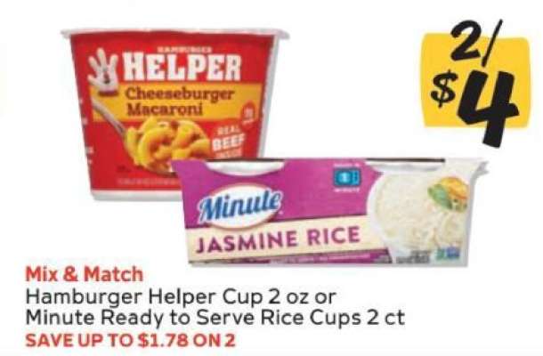 Hamburger Helper Cup or Minute Ready to Serve Rice Cups