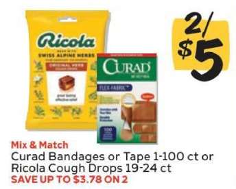 Curad Bandages or Tape / Ricola Cough Drops