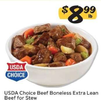 USDA Choice Beef Boneless Extra Lean Beef for Stew