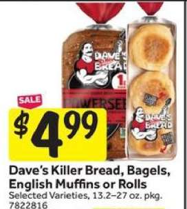 Dave's Killer Bread, Bagels, English Muffins or Rolls
