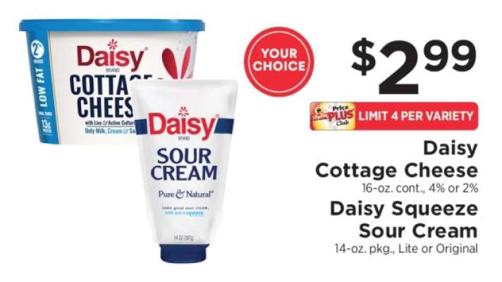 Daisy Cottage Cheese or Daisy Squeeze Sour Cream