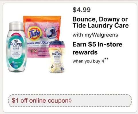 Bounce, Downy or Tide Laundry Care