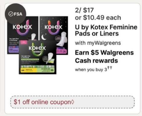 U by Kotex Feminine Pads or Liners