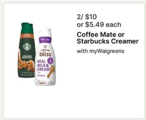 Coffee Mate or Starbucks Creamer