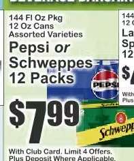 Pepsi or Schweppes 12 Packs