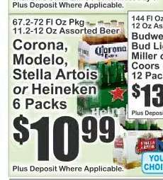 Corona, Modelo, Stella Artois or Heineken 6 Packs