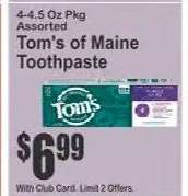 Tom's of Maine Toothpaste