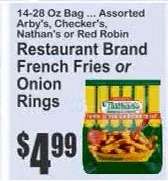 Restaurant Brand French Fries or Onion Rings