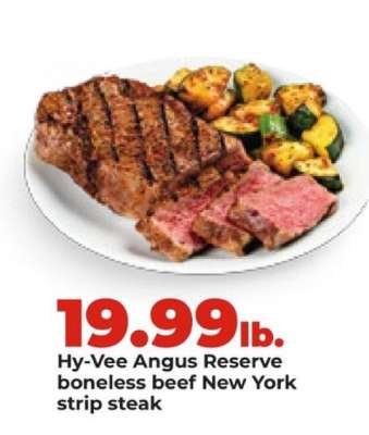 Hy-Vee Angus Reserve boneless beef New York strip steak