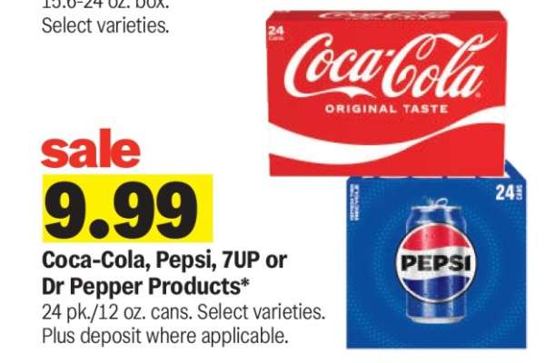 Coca-Cola, Pepsi, 7UP or Dr Pepper Products*