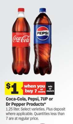 Coca-Cola, Pepsi, 7UP or Dr Pepper Products*
