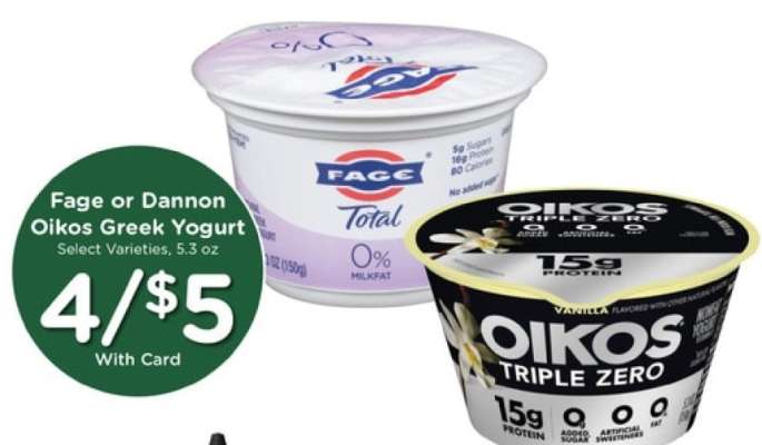 Fage or Dannon Oikos Greek Yogurt