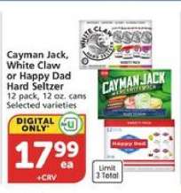 Cayman Jack, White Claw or Happy Dad Hard Seltzer