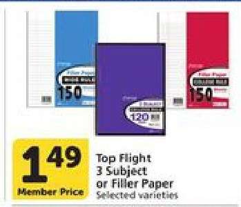 Top Flight 3 Subject or Filler Paper