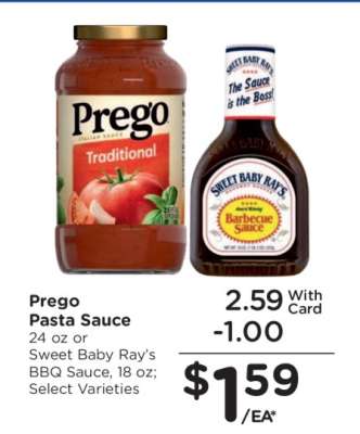 Prego Pasta Sauce or Sweet Baby Ray’s BBQ Sauce