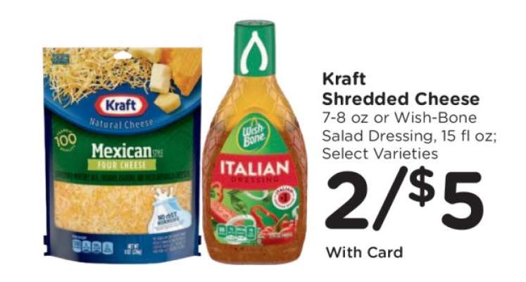 Kraft Shredded Cheese or Wish-Bone Salad Dressing