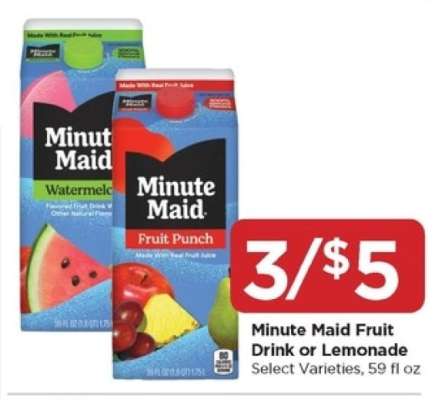 Minute Maid Fruit Drink or Lemonade