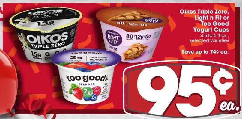 Oikos Triple Zero, Light n Fit or Too Good Yogurt Cups