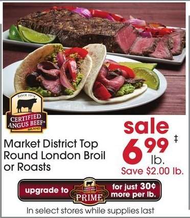 Market District Top Round London Broil or Roasts