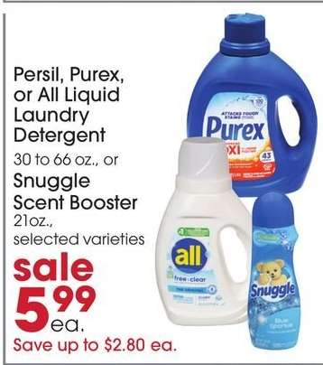 Persil, Purex, or All Liquid Laundry Detergent or Snuggle Scent Booster