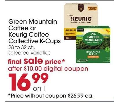 Green Mountain Coffee or Keurig Coffee Collective K-Cups