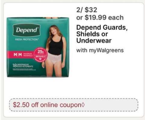 Depend Guards, Shields or Underwear