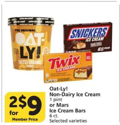 Oat-Ly! Non-Dairy Ice Cream or Mars Ice Cream Bars