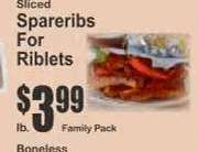 Sliced Spareribs For Riblets