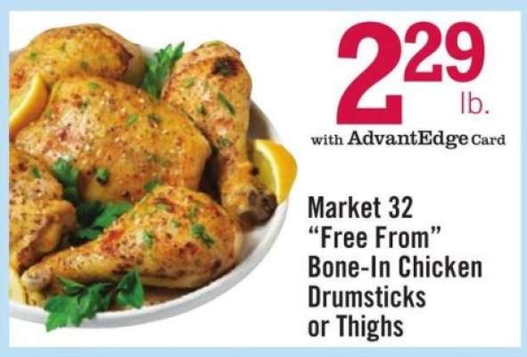 Market 32 'Free From' Bone-In Chicken Drumsticks or Thighs